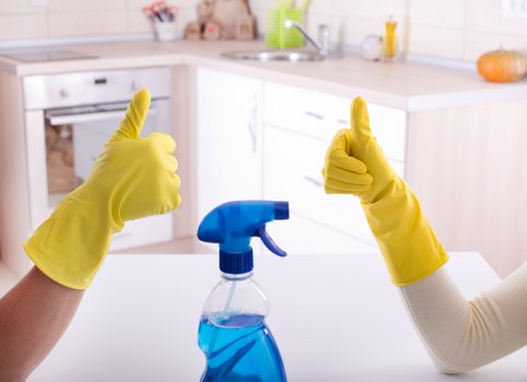 Close-up of upholstery stain removal during sofa cleaning