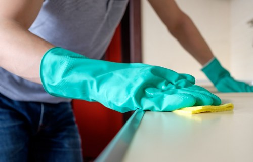 Household regular cleaning checklist on a table